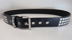 Ceinture noire robuste et épaisse, clous pyramidaux + 21 au bout