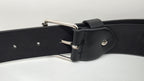 Ceinture noire cloutée 110 cm, clous pyramidaux 10 mm serrés, bout en pointe