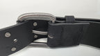 Ceinture noire robuste et épaisse, croix et clous rivetés