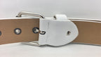 Ceinture blanche robuste et épaisse, clous pyramidaux + 21 au bout