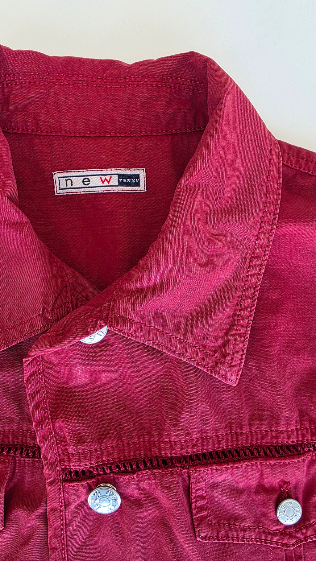 Veste à patchs rouge bordeaux de marque New Penny - taille L
