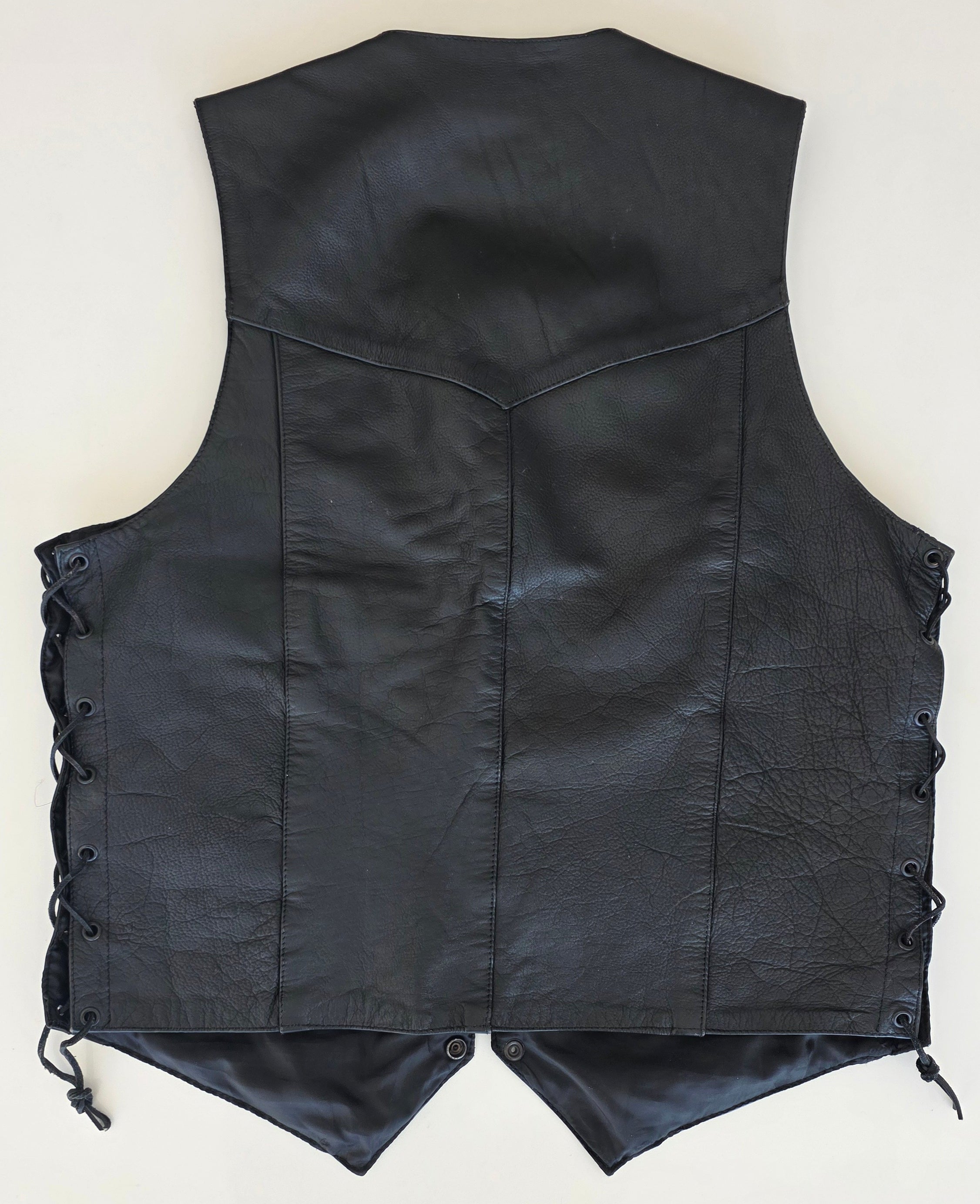 Veste à patchs en cuir noir de marque Leather Gallery - taille L