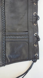 Veste à patchs en cuir noir de marque Leatherick - taille L