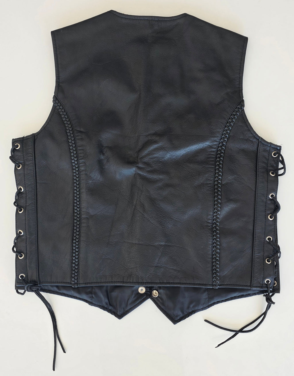 Veste à patchs en cuir noir de marque Leatherick - taille L