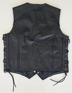 Veste à patchs en cuir noir de marque Leatherick - taille L