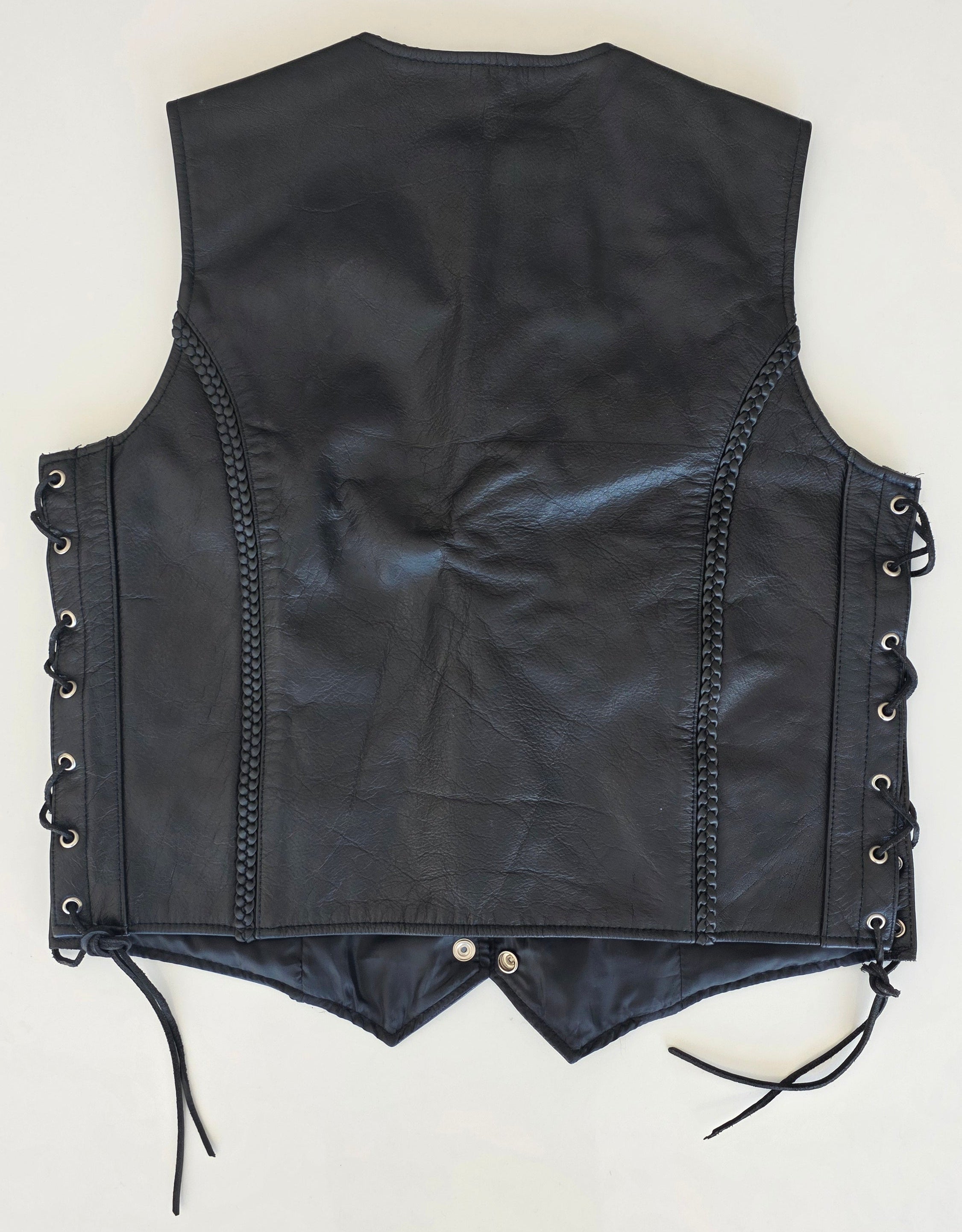 Veste à patchs en cuir noir de marque Leatherick - taille L