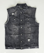 Veste à patchs grise "destroyed" (mais neuve !) de marque Forplay - tailles S à 2XL