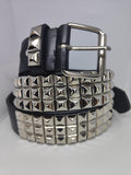 Ceinture noire 120 cm robuste et épaisse, clous serrés argentés