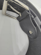 Ceinture noire 120 cm robuste et épaisse, clous serrés argentés