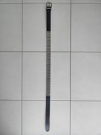 Ceinture noire 120 cm robuste et épaisse, clous serrés argentés