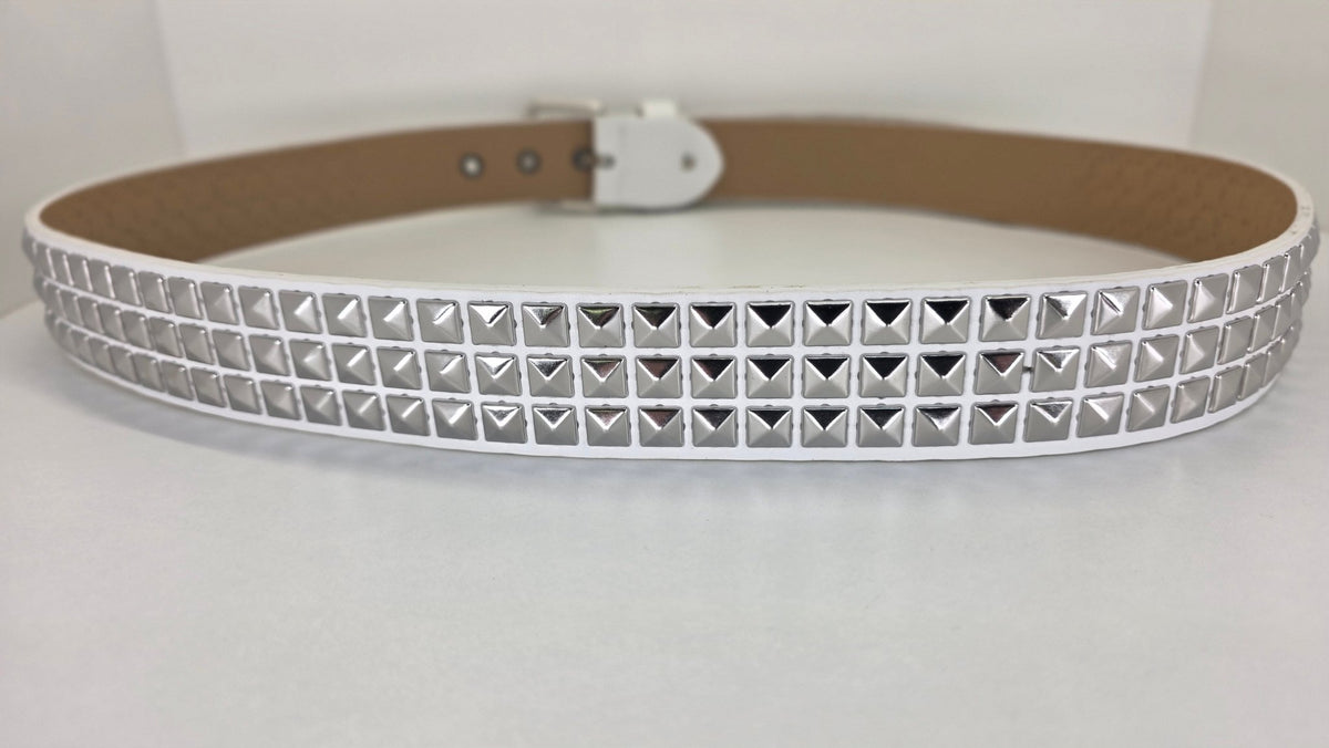 Ceinture blanche robuste et épaisse, clous pyramidaux + 21 au bout - Metalvest