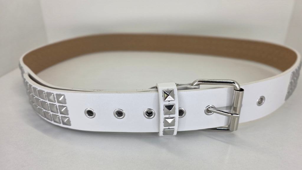 Ceinture blanche robuste et épaisse, clous pyramidaux + 21 au bout - Metalvest