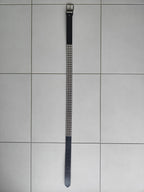 Ceinture noire 120 cm robuste et épaisse, clous serrés argentés - Metalvest