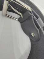 Ceinture noire 120 cm robuste et épaisse, clous serrés argentés - Metalvest