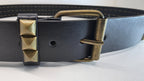 Ceinture noire 120 cm robuste et épaisse, clous serrés dorés - Metalvest