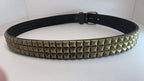 Ceinture noire 120 cm robuste et épaisse, clous serrés dorés - Metalvest