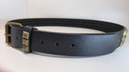 Ceinture noire 120 cm robuste et épaisse, clous serrés dorés - Metalvest