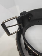 Ceinture noire 120 cm robuste et épaisse, clous serrés gris anthracite brillants et fumés - Metalvest