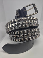 Ceinture noire 120 cm robuste et épaisse, clous serrés gris anthracite brillants et fumés - Metalvest