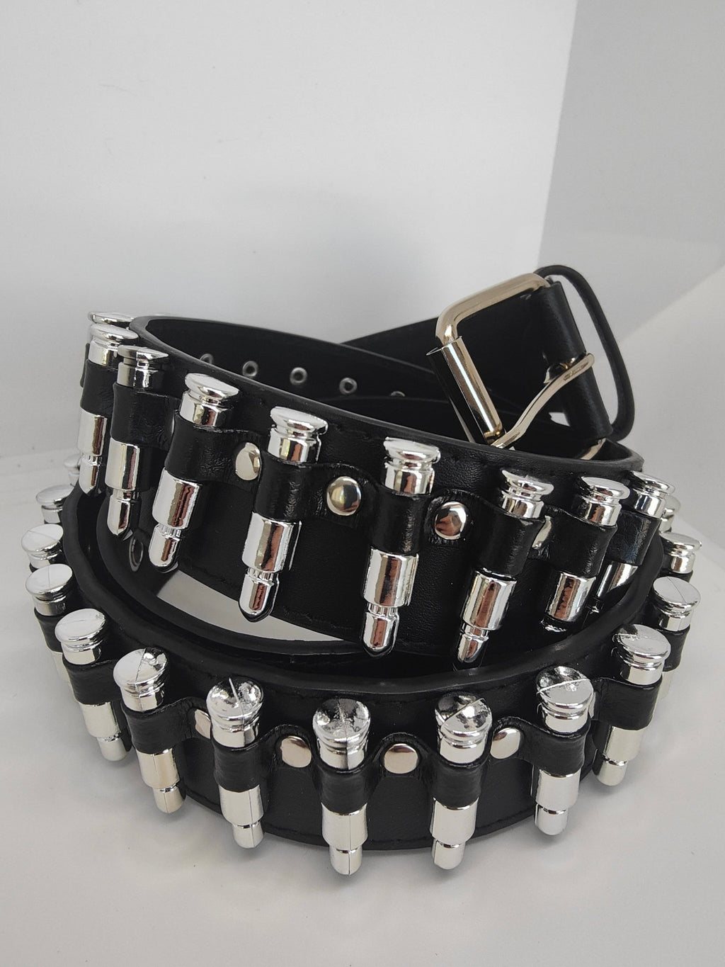 Ceinture noire à balles argentées - Metalvest