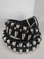 Ceinture noire à balles argentées - Metalvest
