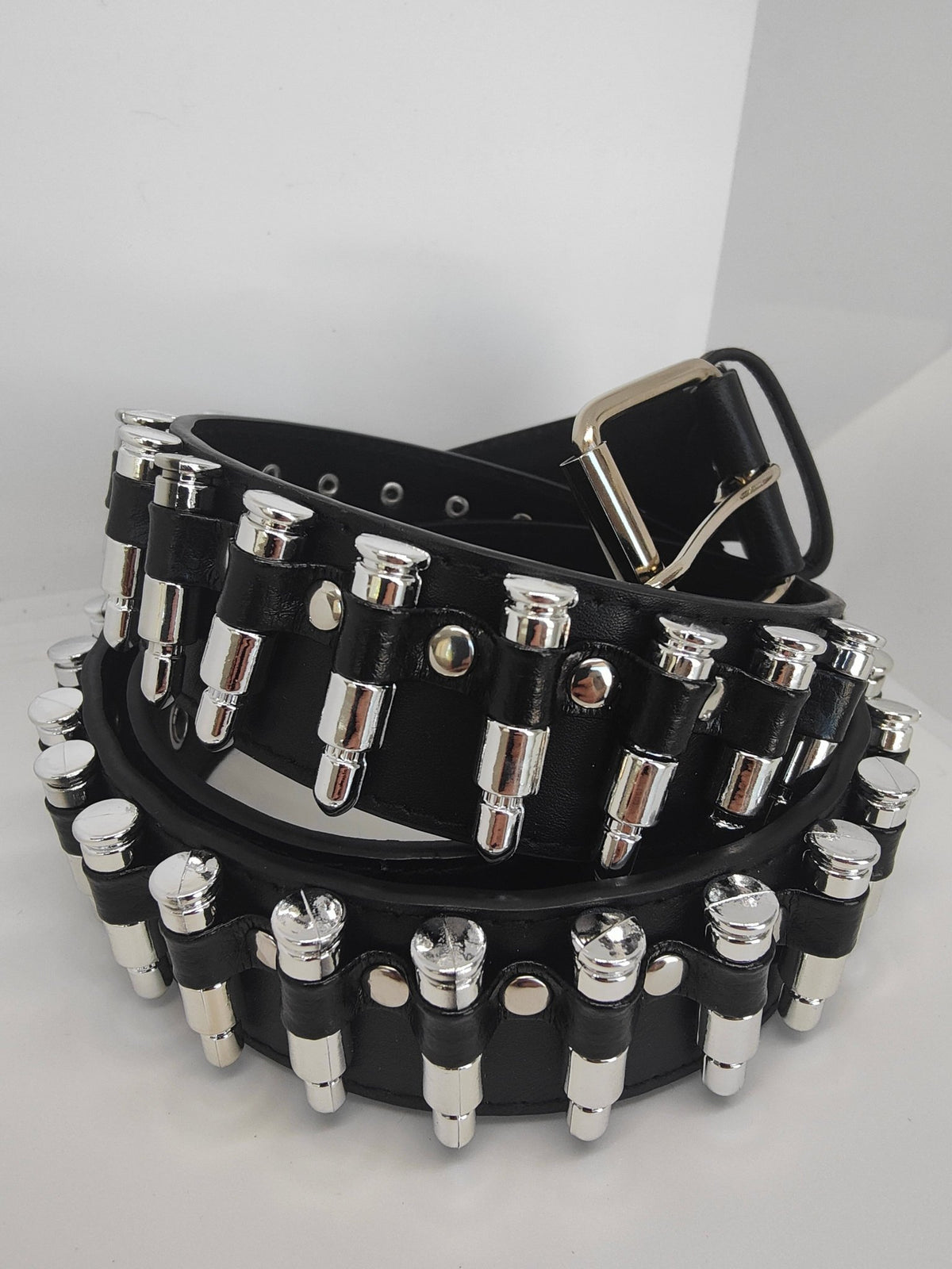 Ceinture noire à balles argentées - Metalvest