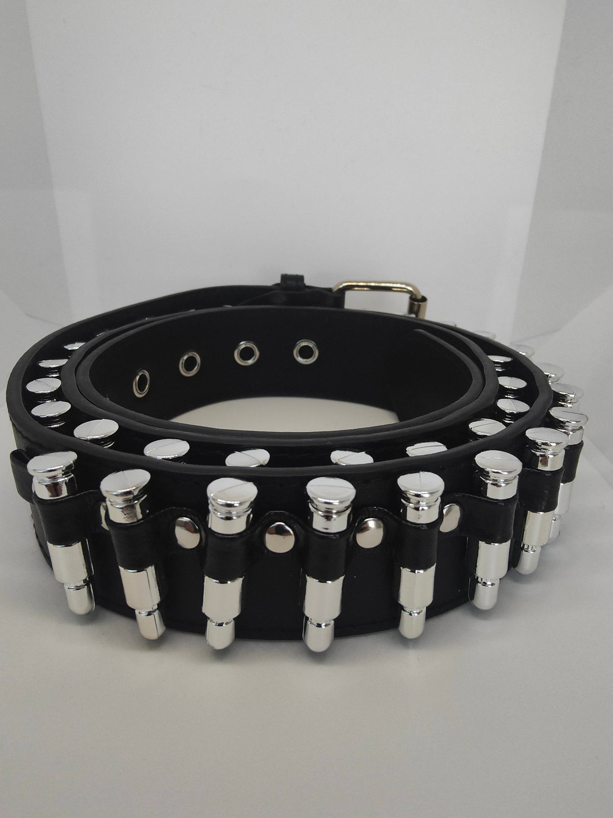Ceinture noire à balles argentées - Metalvest