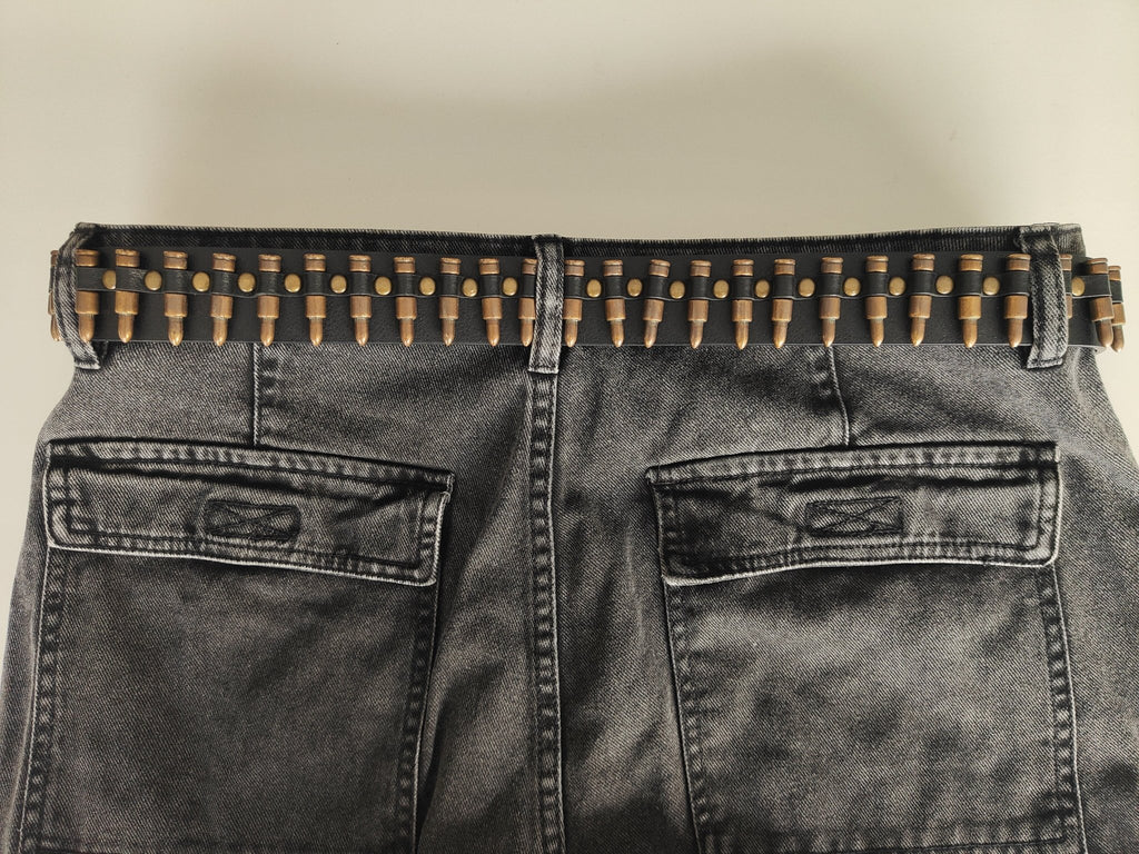 Ceinture noire à balles couleur bronze - Metalvest