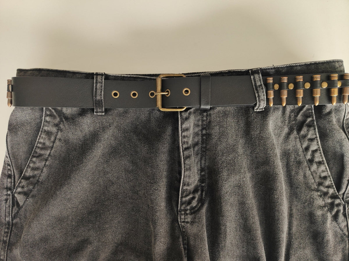 Ceinture noire à balles couleur bronze - Metalvest