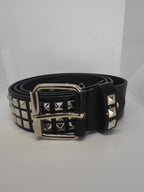 Ceinture noire cloutée, clous pyramidaux - Metalvest