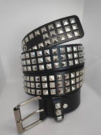 Ceinture noire cloutée, clous pyramidaux - Metalvest