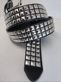 Ceinture noire robuste et épaisse, clous pyramidaux + 21 au bout - Metalvest