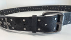 Ceinture noire robuste et épaisse, croix et clous rivetés - Metalvest