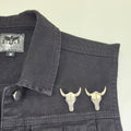 Tête de bison argentée brillante de 35x40 mm - fixation à vis - Metalvest