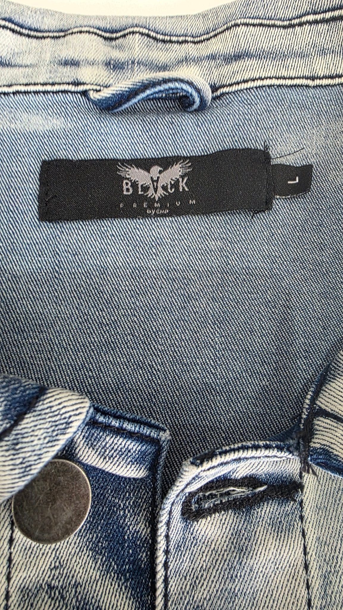 Veste à patches sur mesure bleue clair - Metalvest