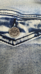 Veste à patches sur mesure bleue clair - Metalvest