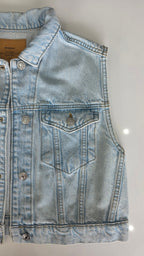 Veste à patchs bleue ciel de marque Stradivarius - taille S - Metalvest