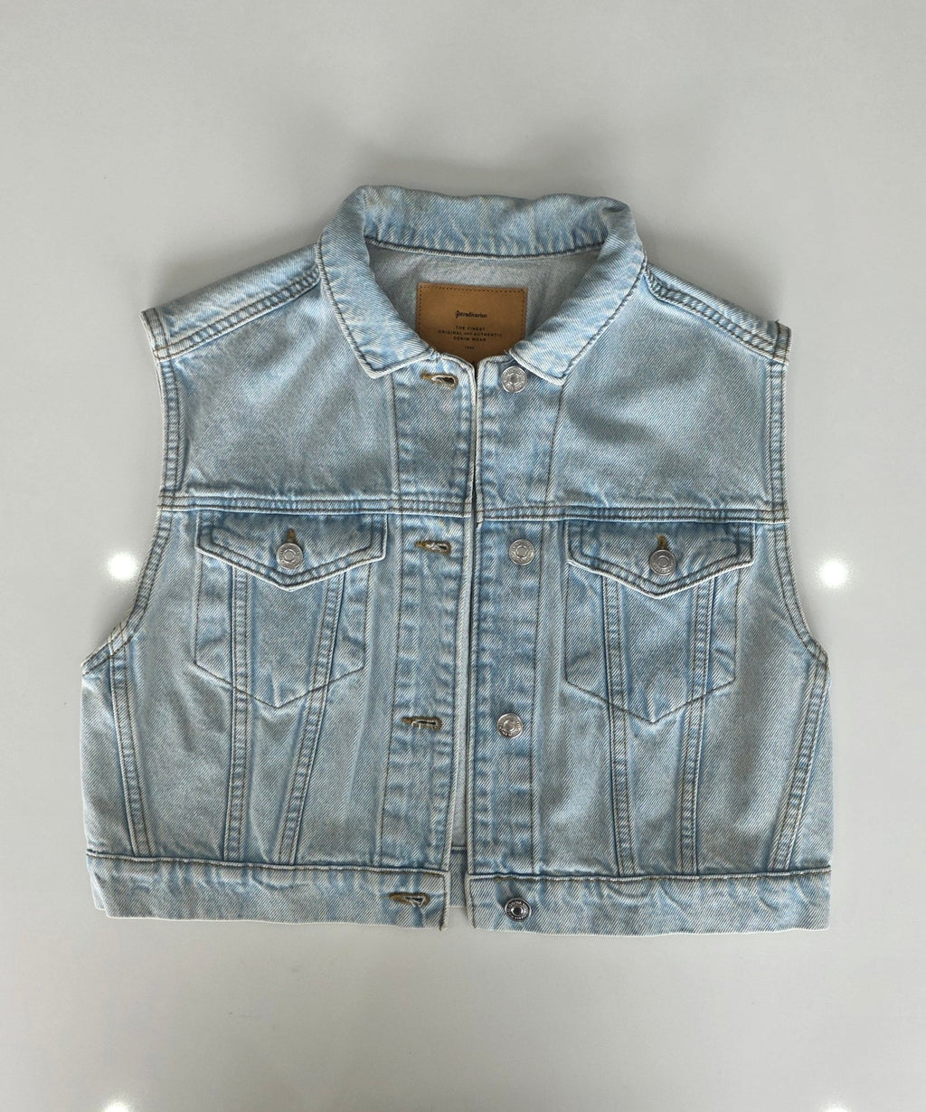 Veste à patchs bleue ciel de marque Stradivarius - taille S - Metalvest