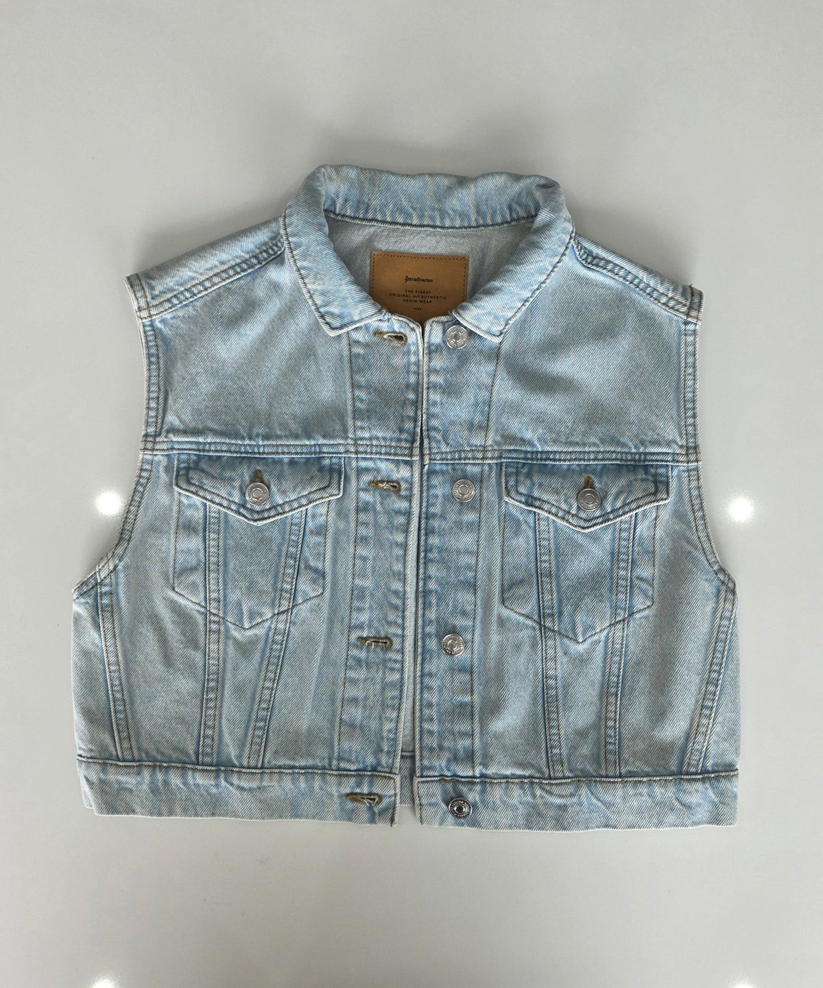 Veste à patchs bleue ciel de marque Stradivarius - taille S - Metalvest
