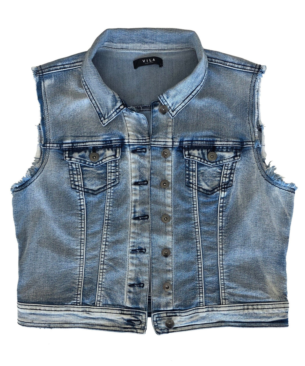 Veste à patchs bleue clair de marque Vila - taille L - Metalvest