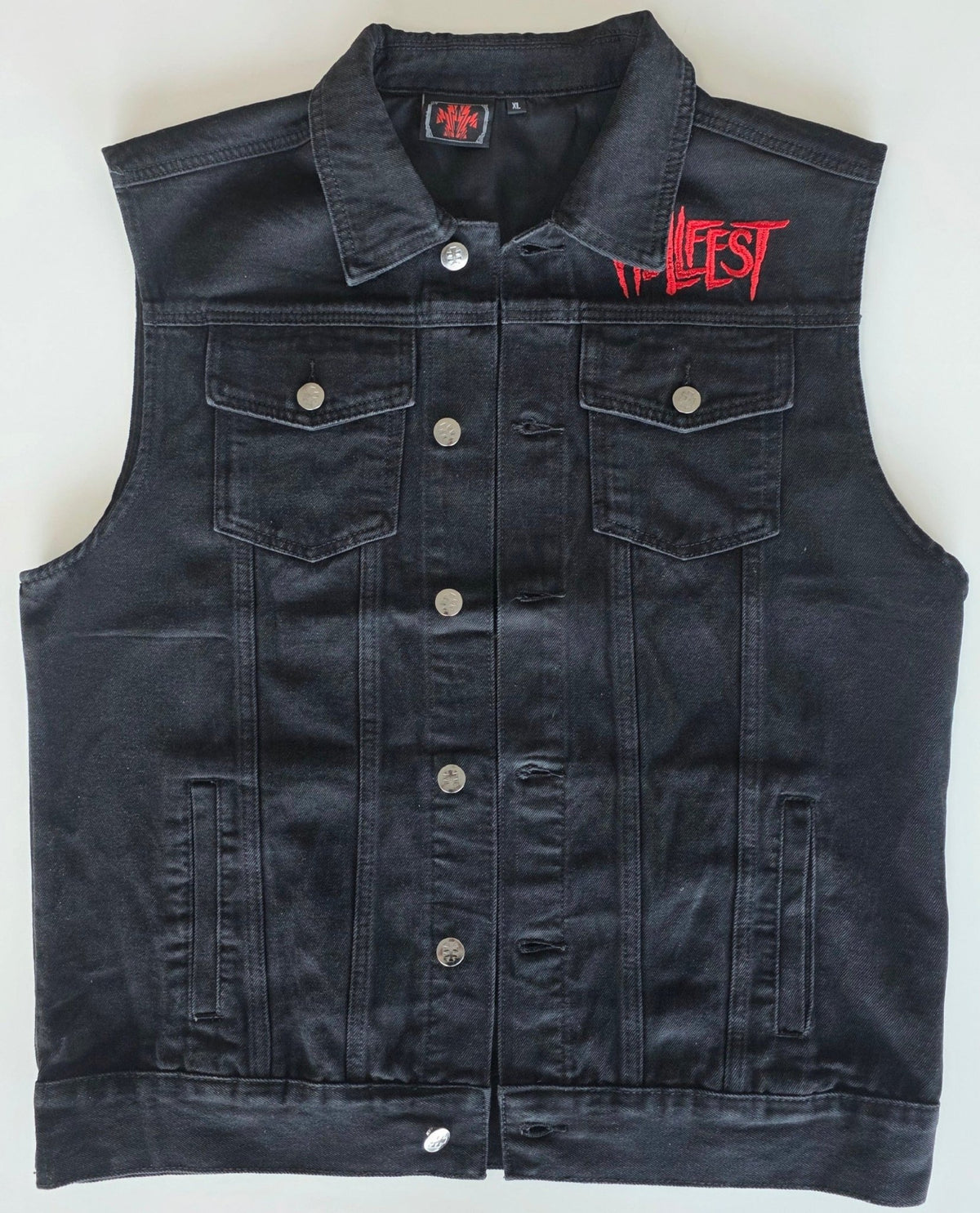 Veste à patchs customisée de marque Hellfest 2024 - tailles S à 2XL - Metalvest