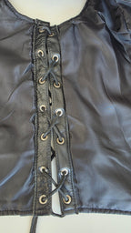 Veste à patchs en cuir noir de marque Leatherick - taille L - Metalvest