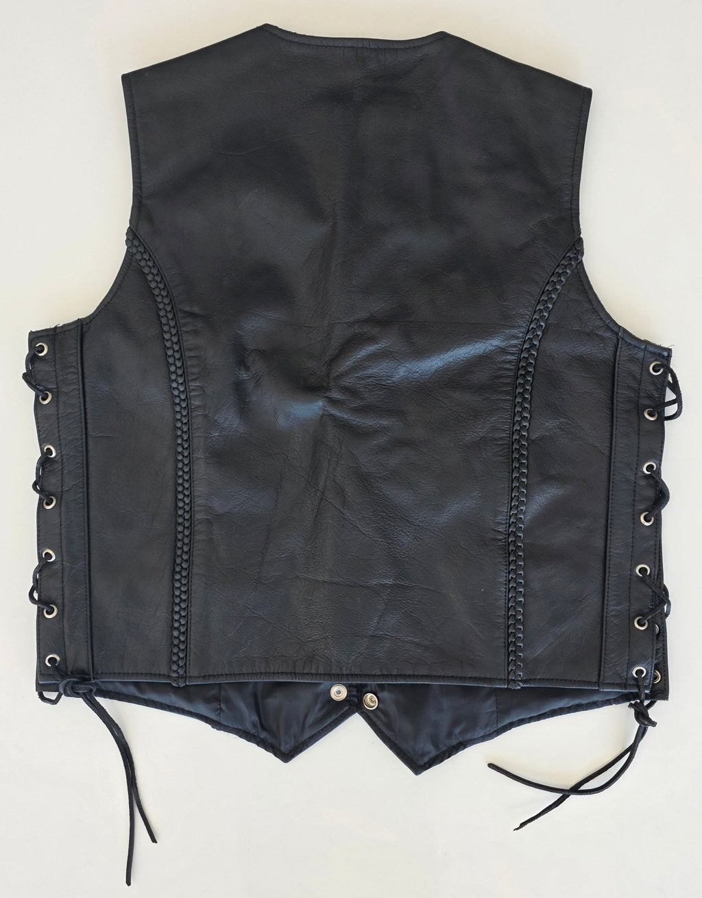 Veste à patchs en cuir noir de marque Leatherick - taille L - Metalvest