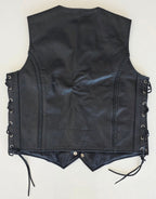 Veste à patchs en cuir noir de marque Leatherick - taille L - Metalvest