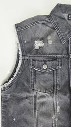 Veste à patchs grise "destroyed" (mais neuve !) de marque Forplay - tailles S à 2XL - Metalvest