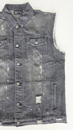Veste à patchs grise "destroyed" (mais neuve !) de marque Forplay - tailles S à 2XL - Metalvest