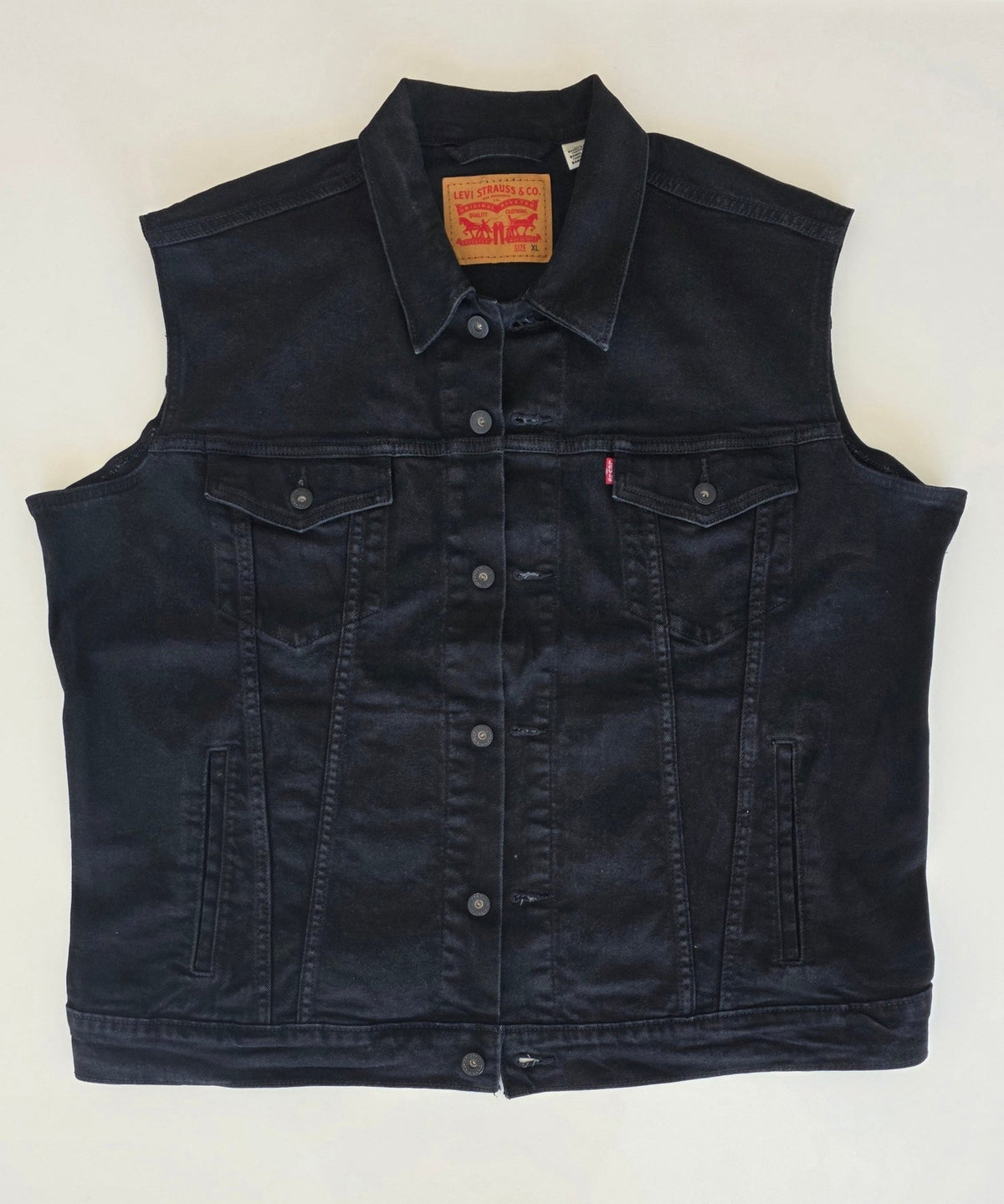 Veste à patchs noire de marque Levi Strauss - taille XL - Metalvest