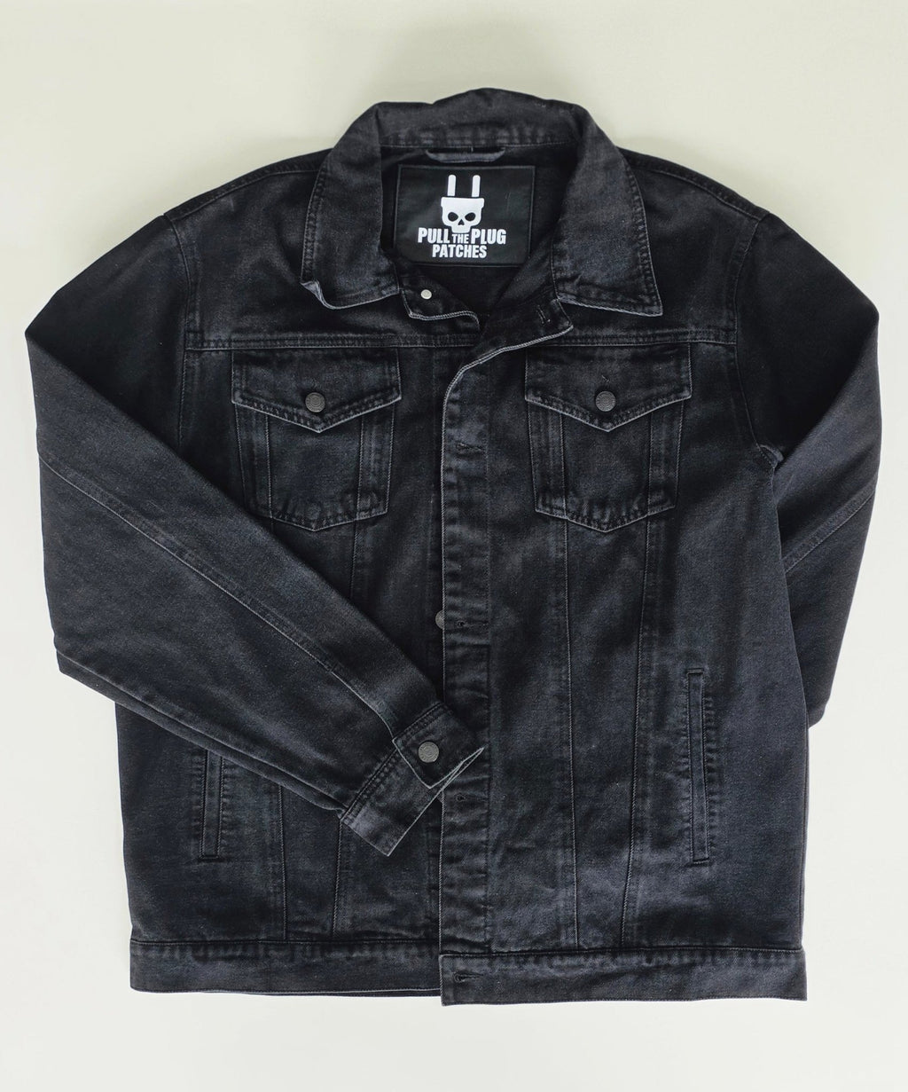 Veste à patchs noire de marque Pull The Plug - taille XL - Metalvest