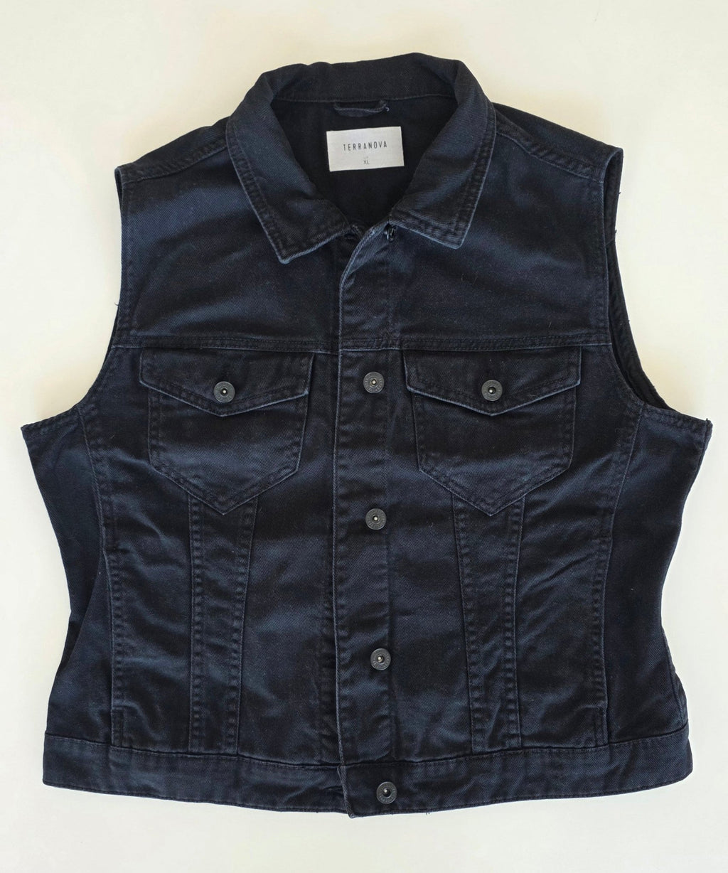 Veste à patchs noire de marque Terranova - tailles M, L ou XL - Metalvest