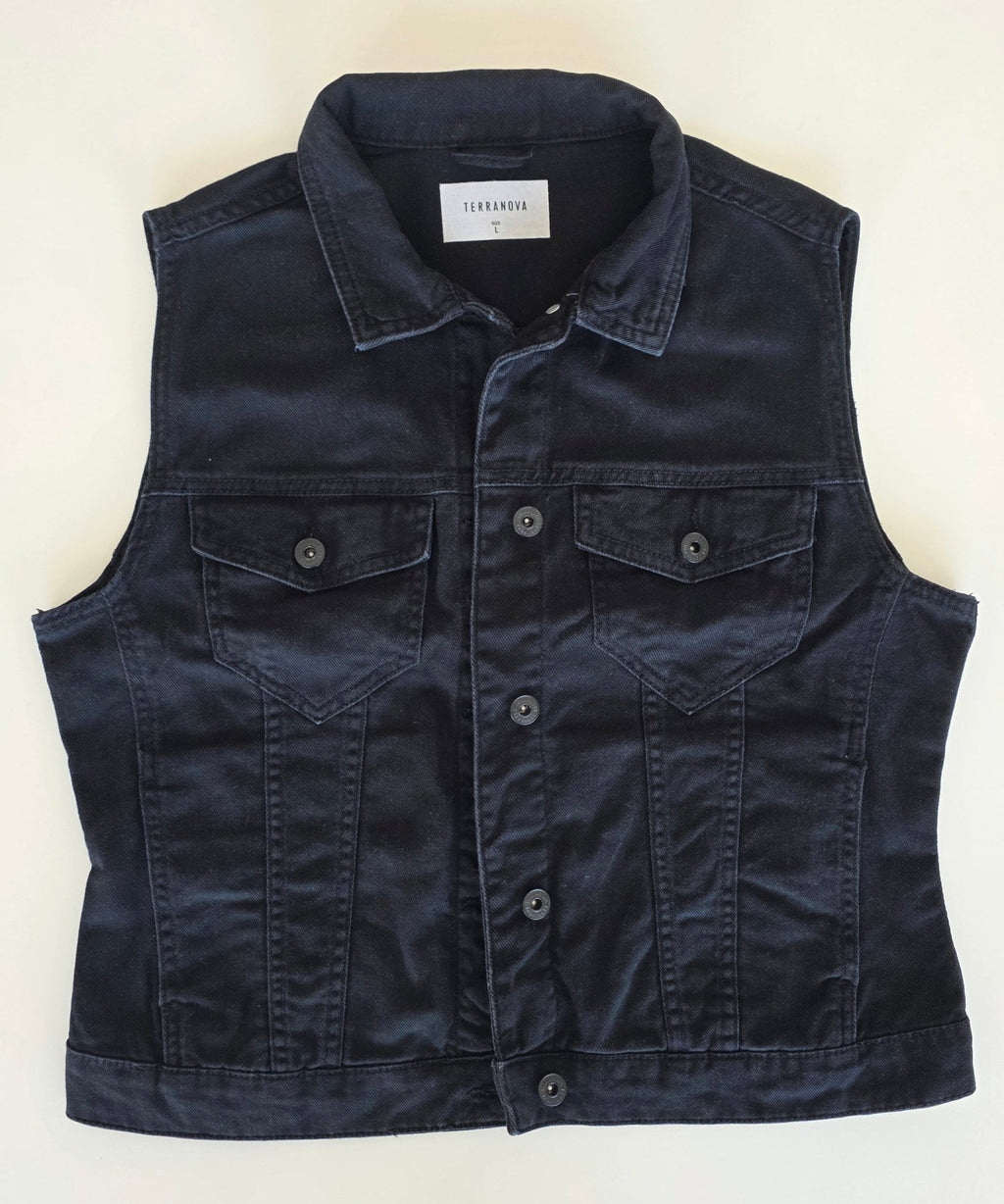 Veste à patchs noire de marque Terranova - tailles M, L ou XL - Metalvest